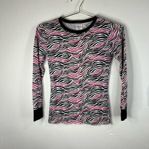 Joe Boxer Pink & Black Zebra Stripe Long Sleeve Thermal Shirt